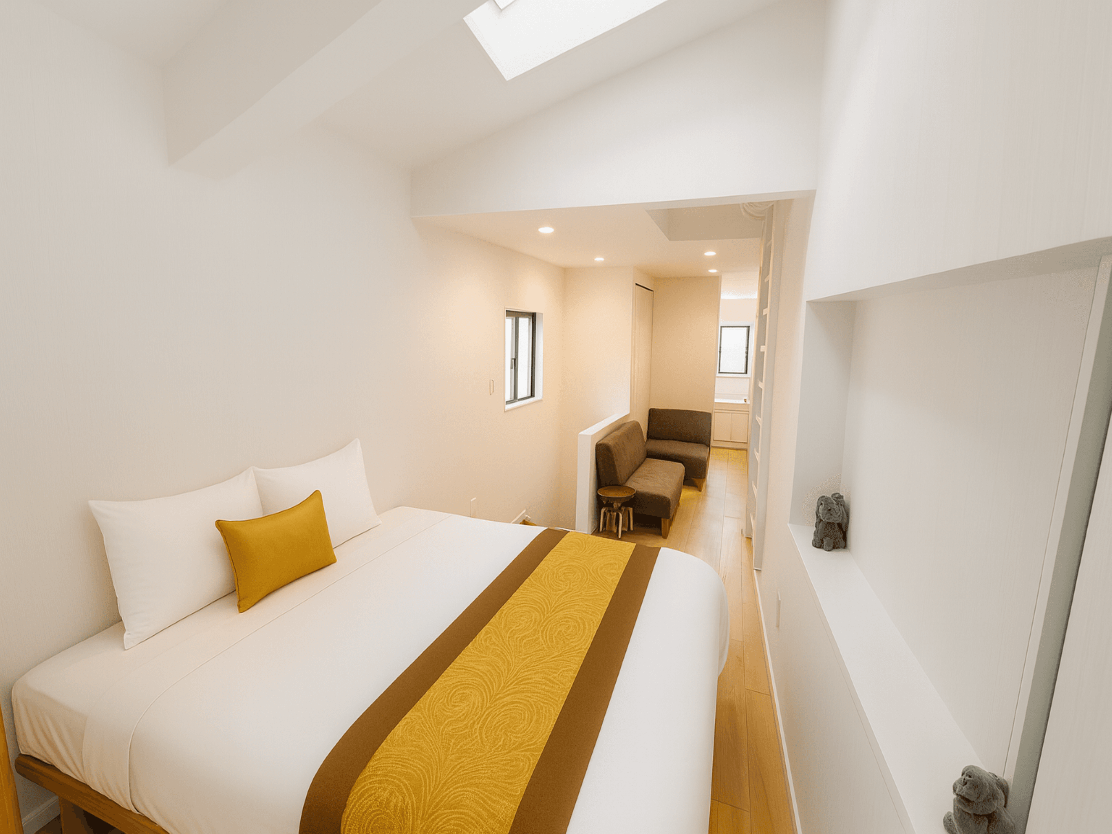 Plat House Shibuya II (50㎡ House) - Plat House Shirokanedai Bedroom A: 2 Single Futons / Living: 1 Queen Bed + 1 Sofa Bed up to 5 guests